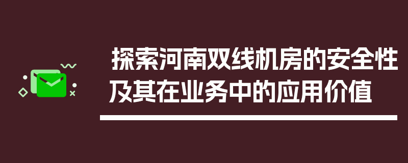 探索河南双线机房的安全性及其在业务中的应用价值