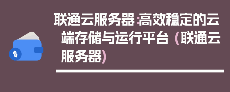 联通云服务器：高效稳定的云端存储与运行平台 (联通云服务器)