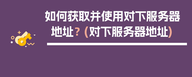 如何获取并使用对下服务器地址？ (对下服务器地址)