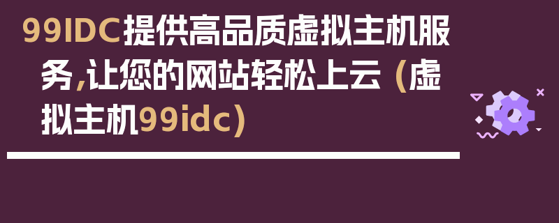 99IDC提供高品质虚拟主机服务，让您的网站轻松上云 (虚拟主机99idc)