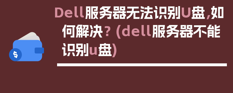 Dell服务器无法识别U盘，如何解决？ (dell服务器不能识别u盘)