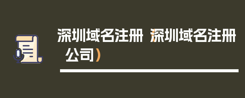 深圳域名注册（深圳域名注册公司）