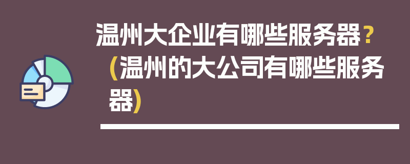 温州大企业有哪些服务器？ (温州的大公司有哪些服务器)