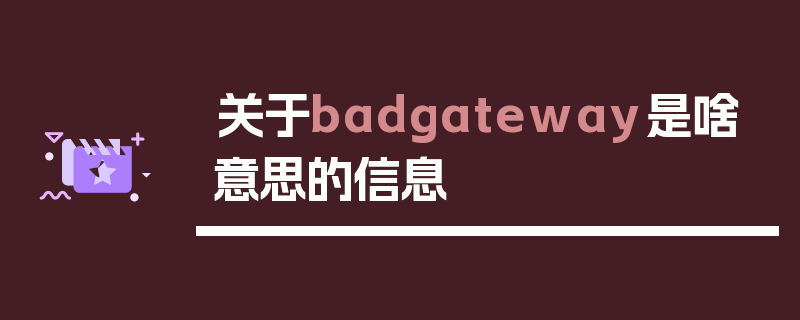 关于badgateway是啥意思的信息