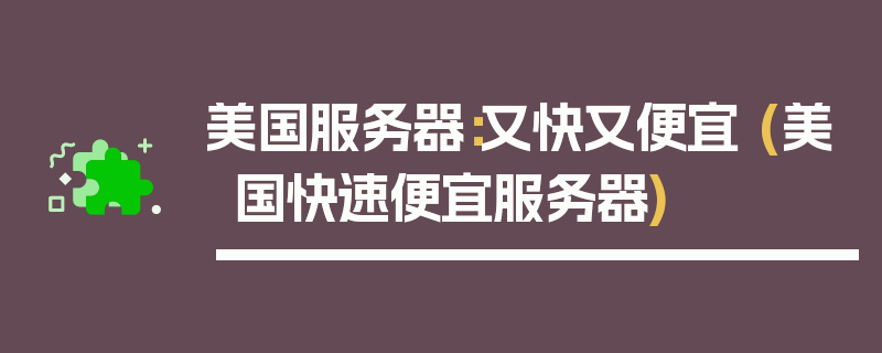 美国服务器：又快又便宜 (美国快速便宜服务器)