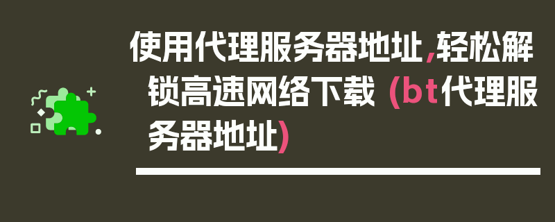 使用代理服务器地址，轻松解锁高速网络下载 (bt代理服务器地址)