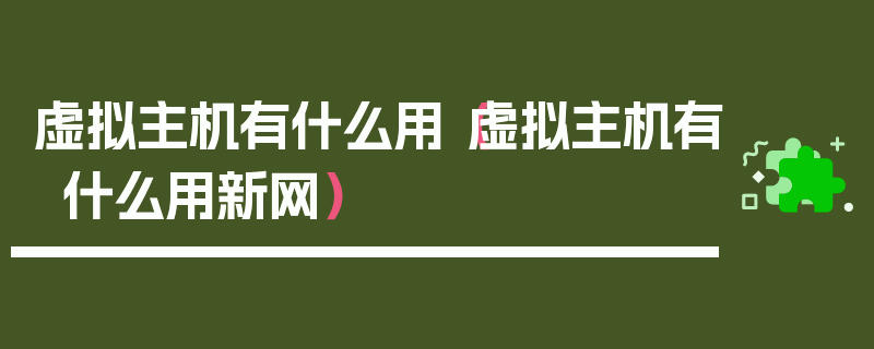 虚拟主机有什么用（虚拟主机有什么用新网）