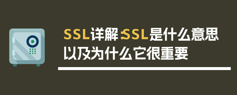 SSL详解：SSL是什么意思以及为什么它很重要