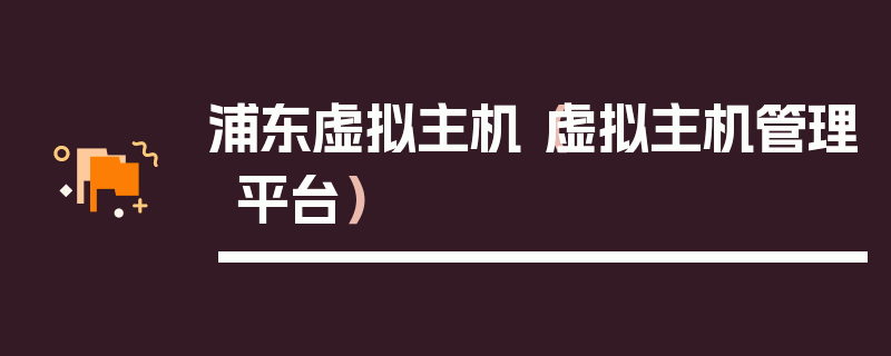 浦东虚拟主机（虚拟主机管理平台）