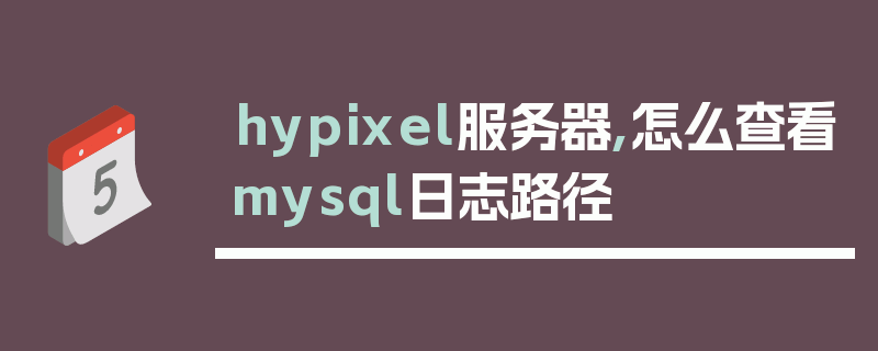 hypixel服务器,怎么查看mysql日志路径