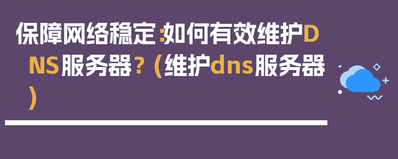 保障网络稳定：如何有效维护DNS服务器？ (维护dns服务器)