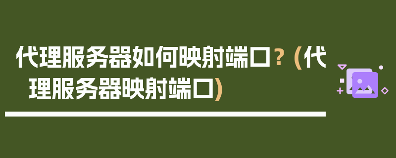 代理服务器如何映射端口？ (代理服务器映射端口)