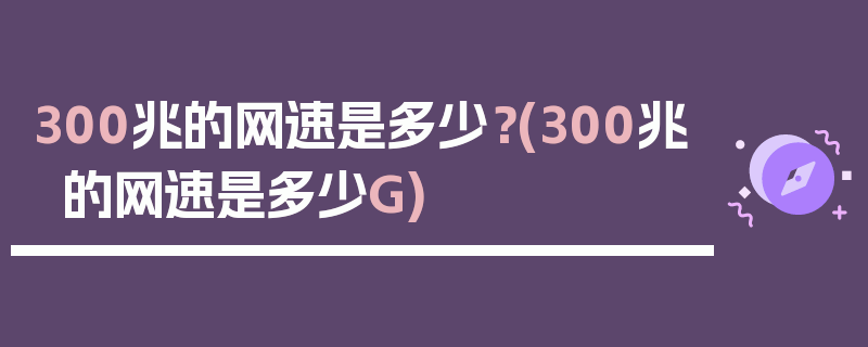 300兆的网速是多少？(300兆的网速是多少G)