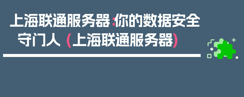 上海联通服务器：你的数据安全守门人 (上海联通服务器)