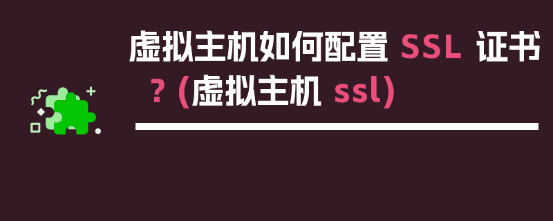 虚拟主机如何配置 SSL 证书？ (虚拟主机 ssl)