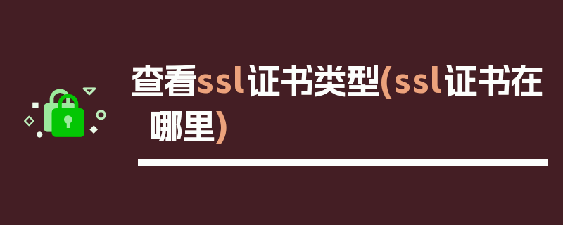 查看ssl证书类型(ssl证书在哪里)