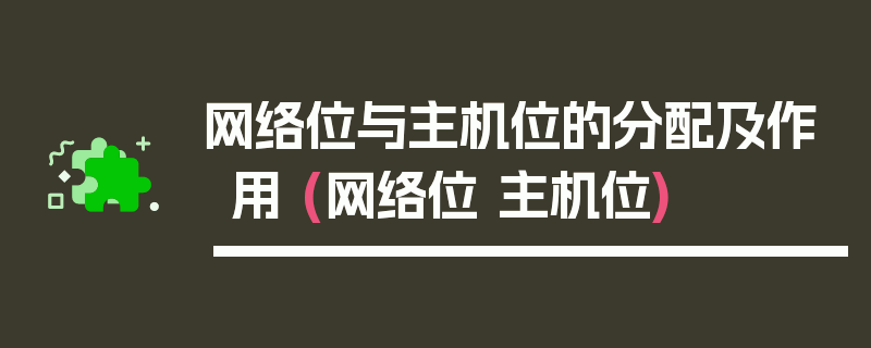 网络位与主机位的分配及作用 (网络位 主机位)